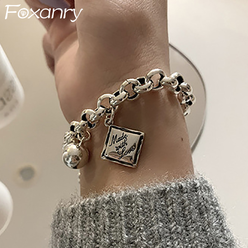 Vintage Fashion Labels - FOXANRY ตัวอักษรภาษาอังกฤษ: Punk Brcacelet สําหรับผู้หญิงคู่ INS
