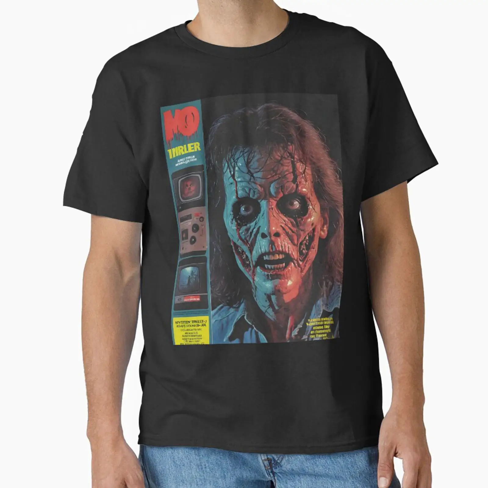 Vintage Fashion Magazine - เสื้อยืดลายกราฟิกวินเทจสไตล์คลาสสิกจากนิตยสาร Horror TV ผ้าซักนุ่ม สไตล์สตรีทแวร์ ดีไซน์เนอร์