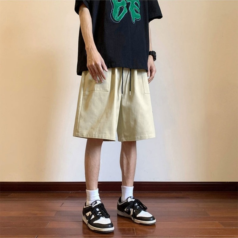 Vintage Fashion Style Men - กางเกงขาสั้นคาร์โก้สไตล์วินเทจสำหรับผู้ชาย ใส่สบาย แฟชั่นอเมริกัน ทันสมัย มีกระเป๋าขนาดใหญ่ ความยาวระดับเข่า