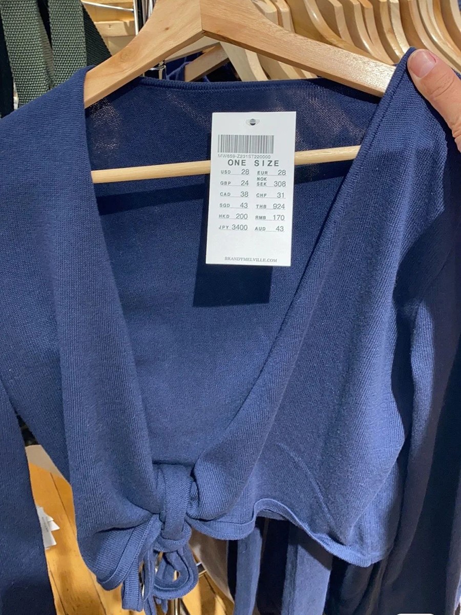 Crop Cardigan Vintage - New Navy LACE-up ถักแขนยาวเสื้อยืดเสื้อสเวตเตอร์ถักผู้หญิงฤดูใบไม้ร่วง V คอลําลอง