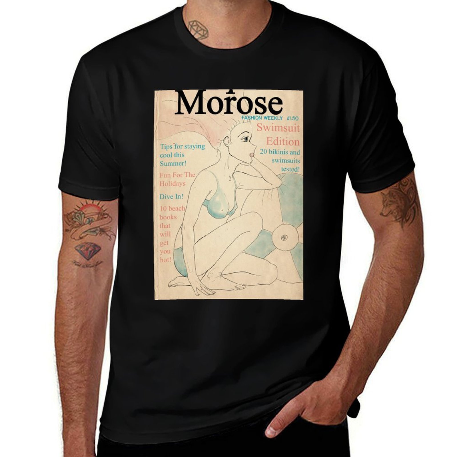 Vintage Fashion Magazine - เสื้อยืดลายปกนิตยสารแฟชั่นเรโทร/วินเทจ รุ่นบิกินี่และชุดว่ายน้ำ เสื้อยืดตาข่ายระบายอากาศ