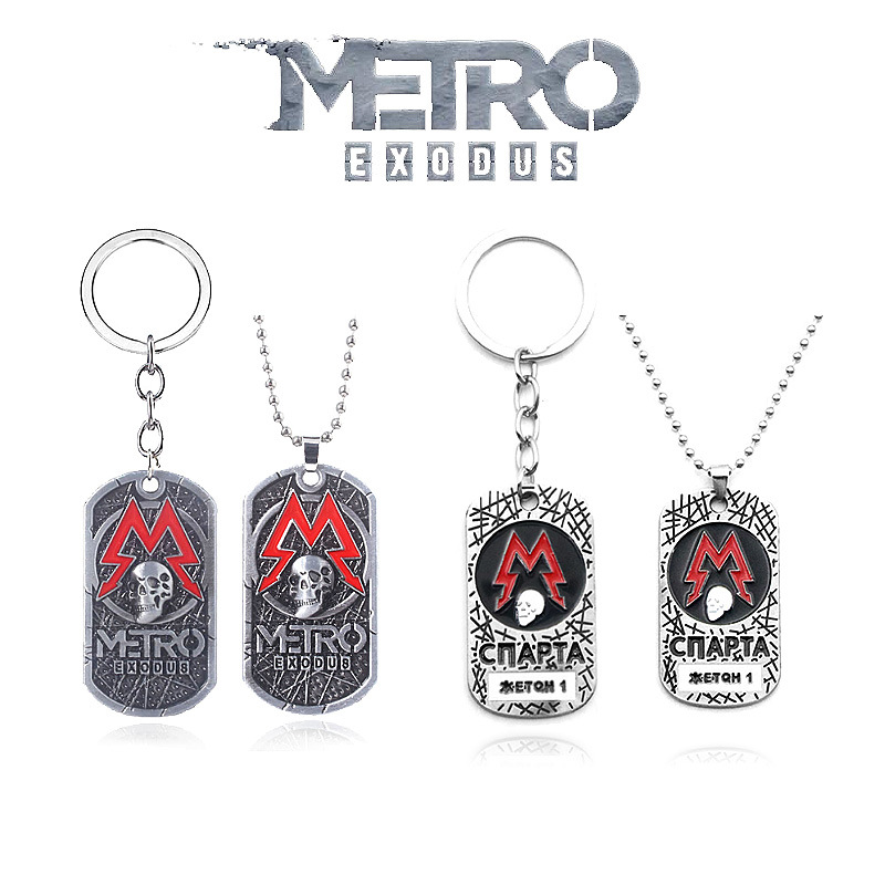 Vintage Fashion Labels - เกมMetro Exodus 2033 พวงกุญแจความคิดสร้างสรรค์แท็กสุนัขSkullสร้อยคอจี้โลหะสําหรับผู้ชายผู้หญิงเครื่องประดับCharmของขวัญ