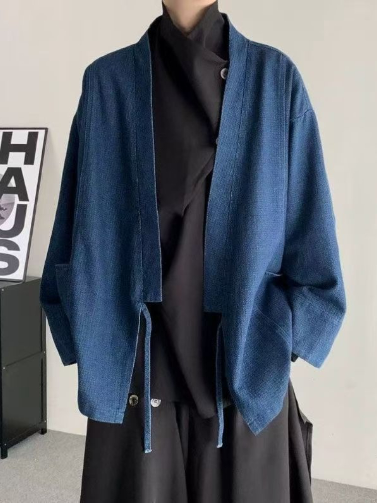Crop Cardigan Vintage - เสื้อโค้ทยีนส์สไตล์วินเทจญี่ปุ่น สำหรับผู้ชาย ผู้หญิง ใส่ได้ทุกเพศ ทรงโอเวอร์ไซส์ สวมใส่ได้ทุกวัน