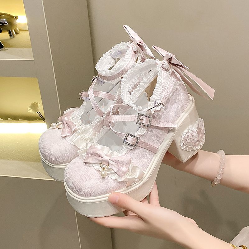Vintage Fashion Girl - รองเท้าส้นตึกแบบแมรี่เจนสไตล์วินเทจสำหรับผู้หญิง สาวๆ แนวโลลิต้า รองเท้าสำหรับไปโรงเรียน แฟชั่นสไตล์โพสต์อะพอคาลิปติก สำหรับฤดูใบไม้ร่วง