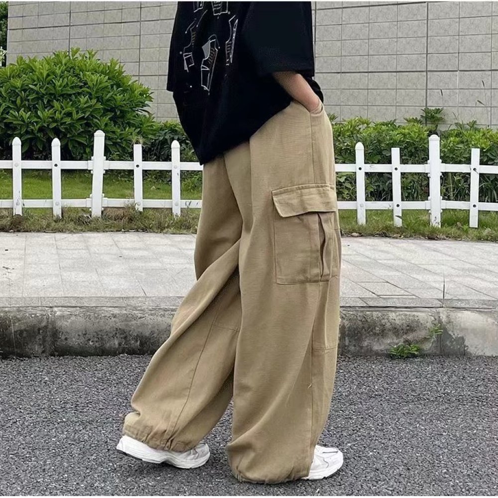 Vintage Fashion Style Men - Japanese Streetwear Cargo Pants Mens Loose