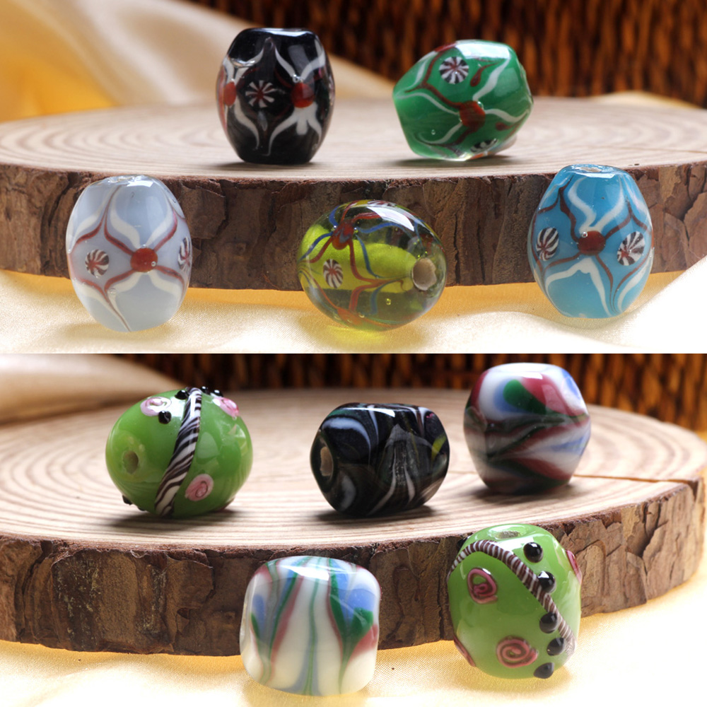 Vintage Fashion Jewelry Necklaces - ลูกปัดแก้วทรงรีทำมือขนาด 20 มม. 1 ชิ้น สำหรับทำเครื่องประดับแฟชั่น