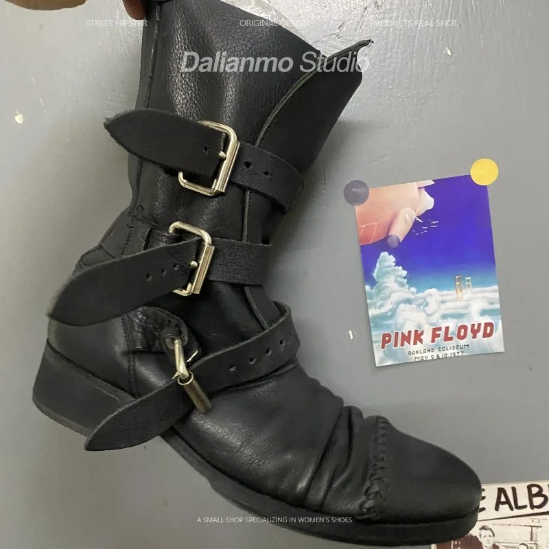 รองเท้าบูทหนังแท้สไตล์วินเทจสำ - Vintage Fashion Style Men บทวิจารณ์และราคา