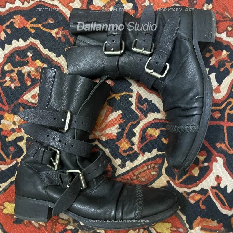 รองเท้าบูทหนังแท้สไตล์วินเทจสำ - Vintage Fashion Style Men บทวิจารณ์และราคา