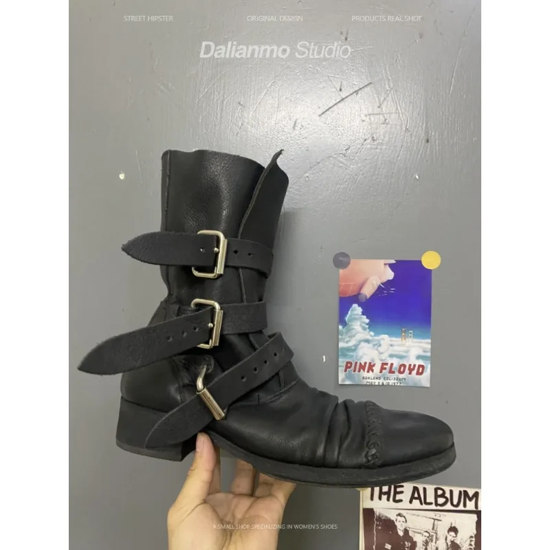 รองเท้าบูทหนังแท้สไตล์วินเทจสำ - Vintage Fashion Style Men บทวิจารณ์และราคา