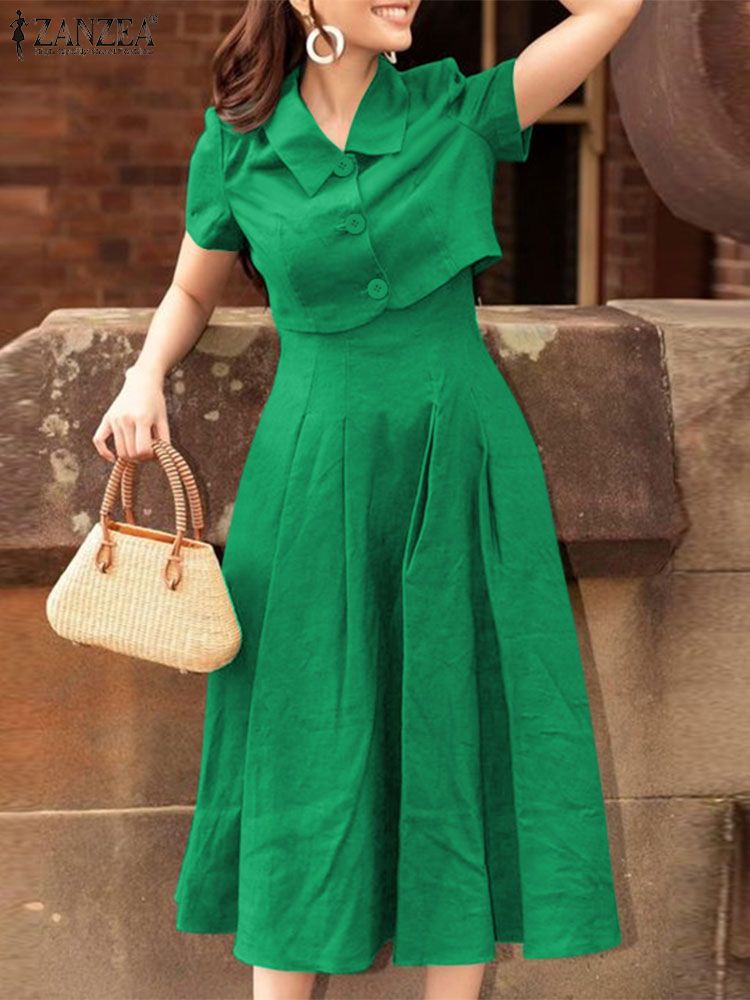 Zanzea 2024สองชิ้นสำหรับผู้หญิ - Vintage Fashion Fabrics บทวิจารณ์และราคา