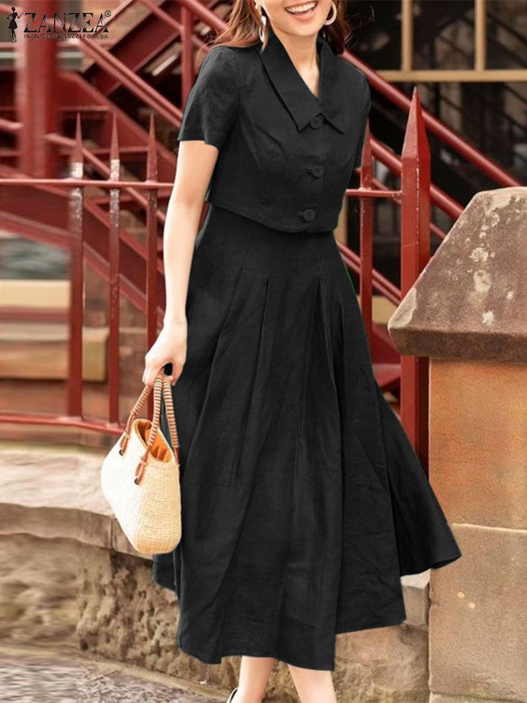 Zanzea 2024สองชิ้นสำหรับผู้หญิ - Vintage Fashion Fabrics บทวิจารณ์และราคา