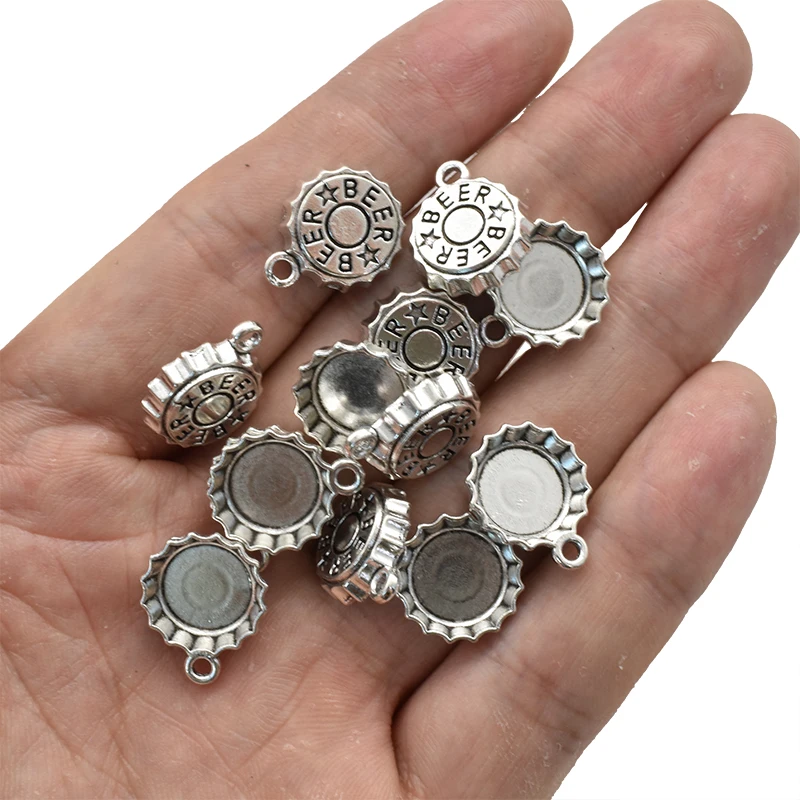 15ชิ้นจี้โลหะอัลลอยฝาเบียร์ชุบ - Vintage Fashion Jewelry Necklaces บทวิจารณ์และราคา