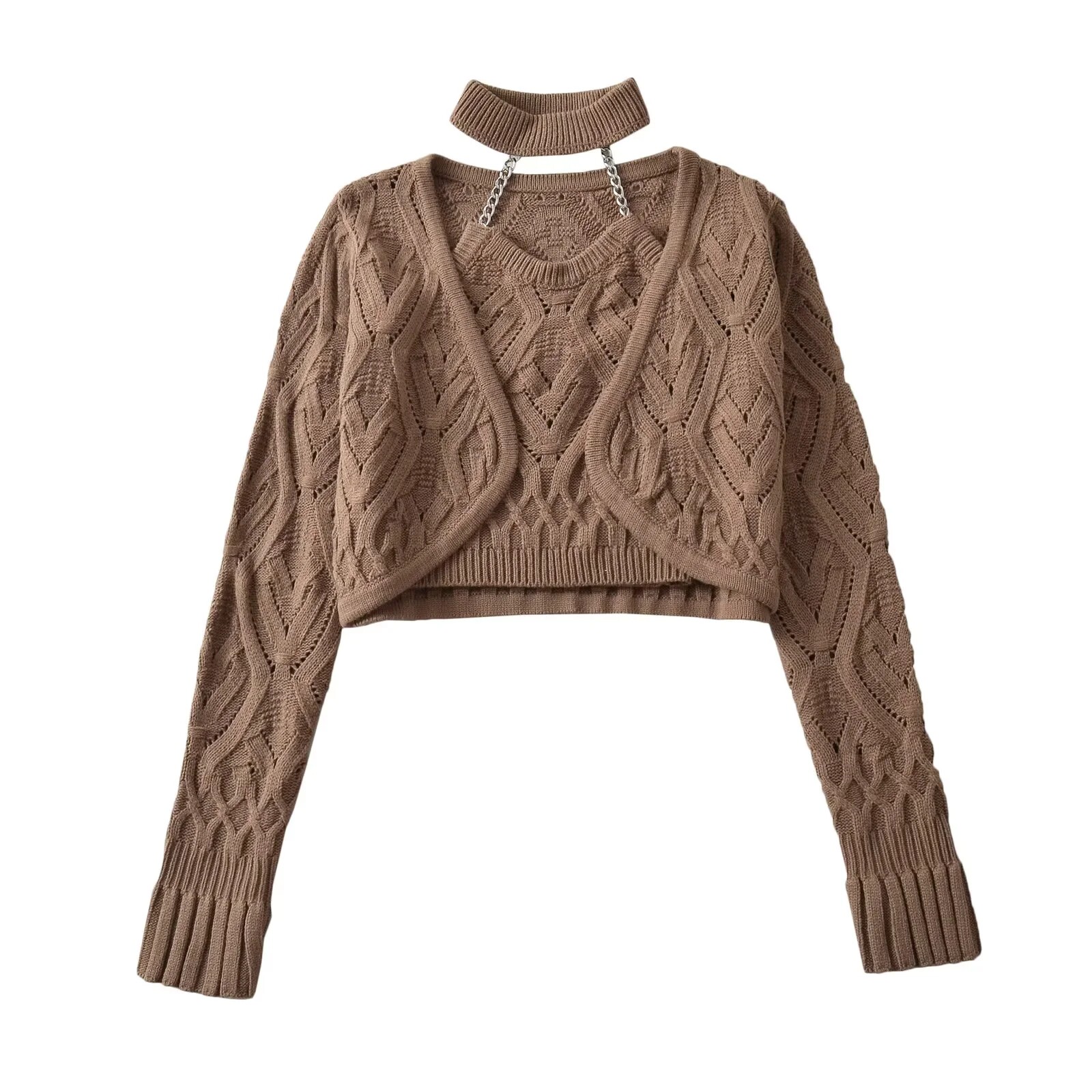 ชุดเซ็ตสองชิ้นสำหรับผู้หญิง ปร - Crop Cardigan Vintage บทวิจารณ์และราคา