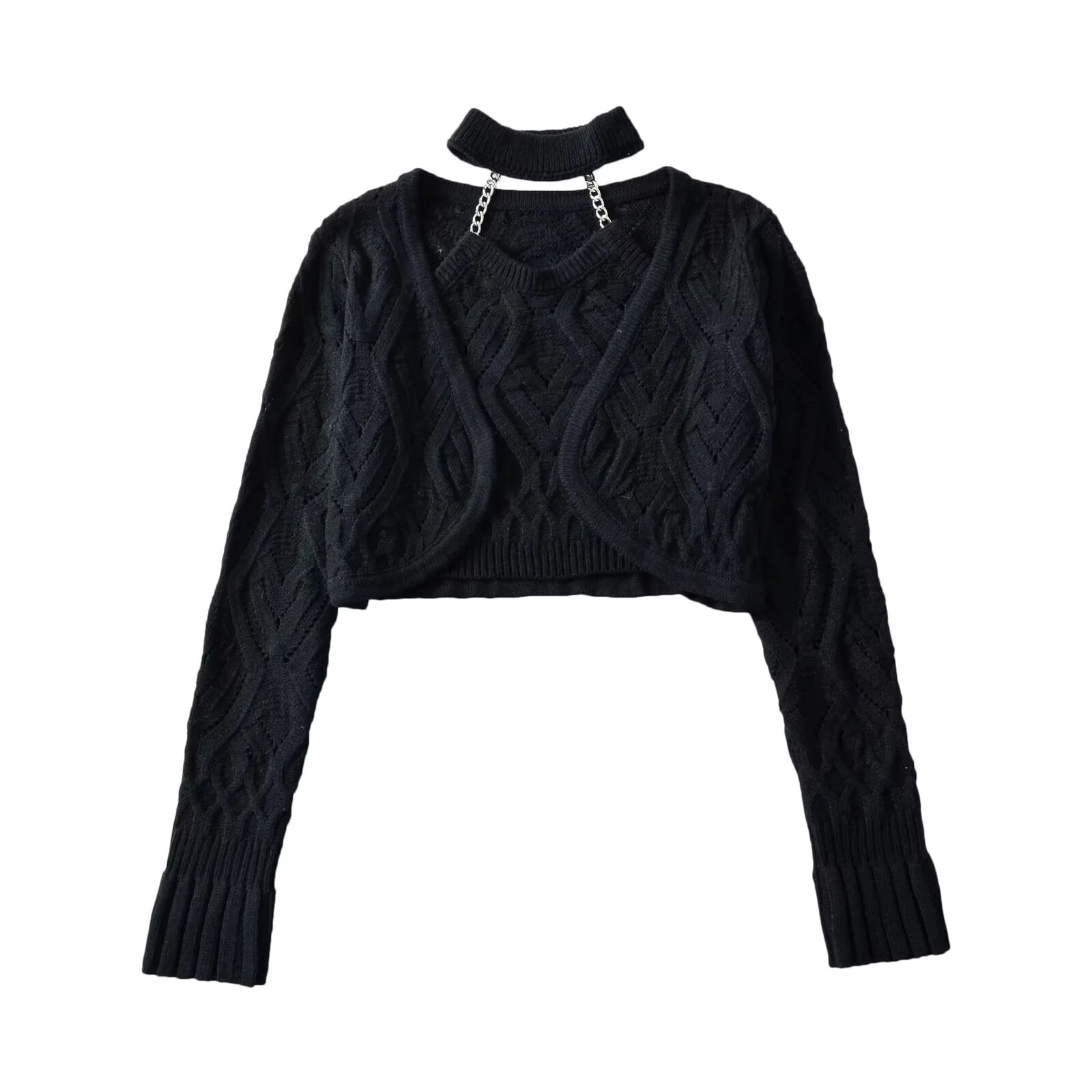 ชุดเซ็ตสองชิ้นสำหรับผู้หญิง ปร - Crop Cardigan Vintage บทวิจารณ์และราคา