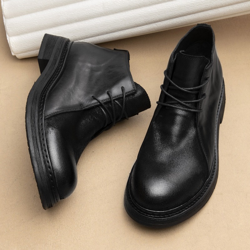 รองเท้าบูทหนังแท้สไตล์วินเทจสำ - Vintage Fashion Style Men บทวิจารณ์และราคา