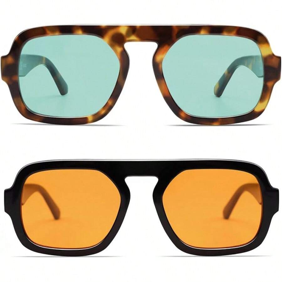 แว่นกันแดดทรงสี่เหลี่ยมขนาดใหญ - Vintage Fashion Style Men บทวิจารณ์และราคา