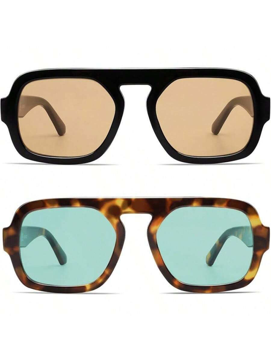 แว่นกันแดดทรงสี่เหลี่ยมขนาดใหญ - Vintage Fashion Style Men บทวิจารณ์และราคา