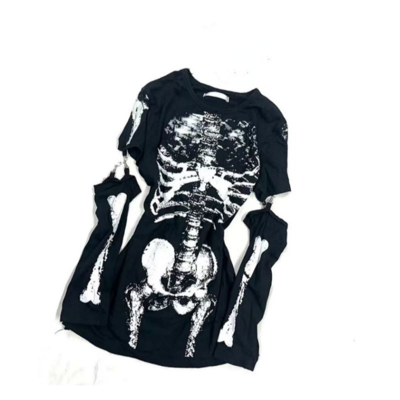 เสื้อยืดลายกราฟิกโครงกระดูกสไต - Vintage Fashion Subculture บทวิจารณ์และราคา
