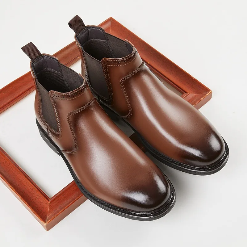 รองเท้าบูทหนังผู้ชายสไตล์วินเท - Vintage Fashion Style Men บทวิจารณ์และราคา