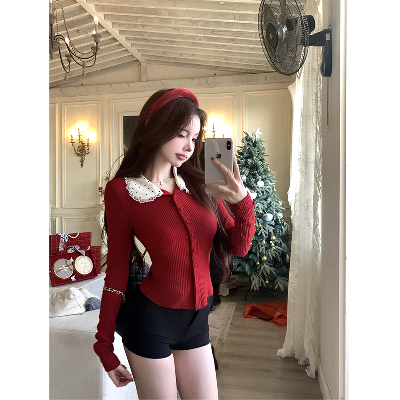 MEXZT Vintage สีแดงถักเสื้อสเว - Crop Cardigan Vintage บทวิจารณ์และราคา
