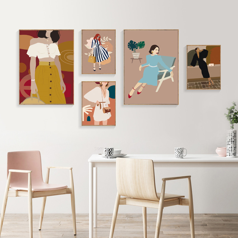 สาววินเทจแฟชั่นบทคัดย่อภาพวาดผ - Vintage Fashion Prints For Wall บทวิจารณ์และราคา