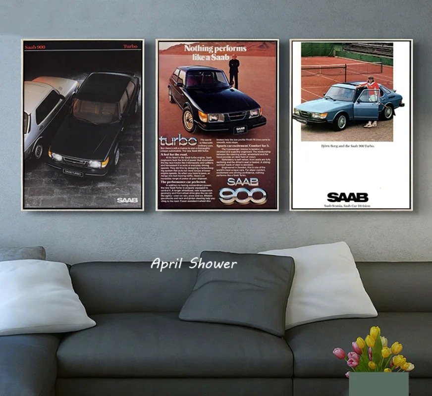Saab 900เทอร์โบวินเทจคลาสสิกโป - Vintage Fashion Prints For Wall บทวิจารณ์และราคา