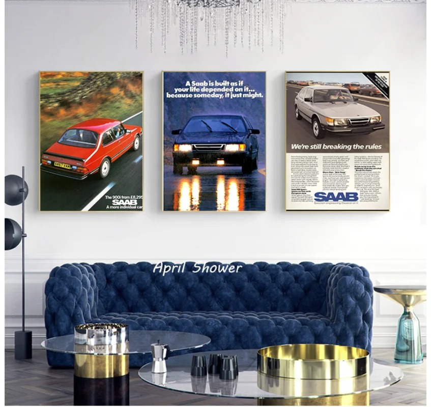 Saab 900เทอร์โบวินเทจคลาสสิกโป - Vintage Fashion Prints For Wall บทวิจารณ์และราคา