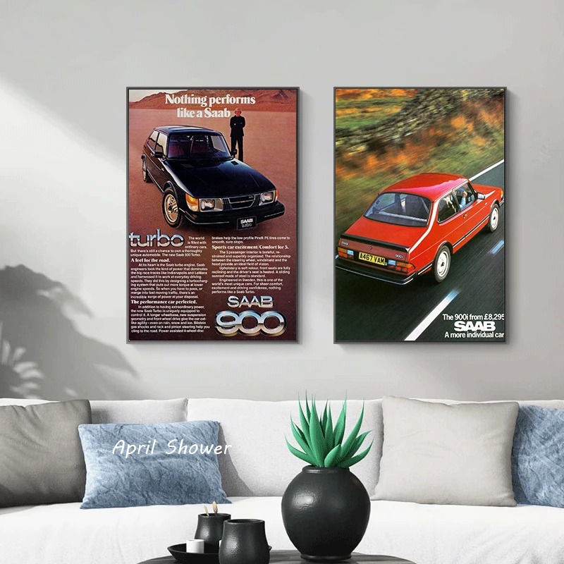 Saab 900เทอร์โบวินเทจคลาสสิกโป - Vintage Fashion Prints For Wall บทวิจารณ์และราคา