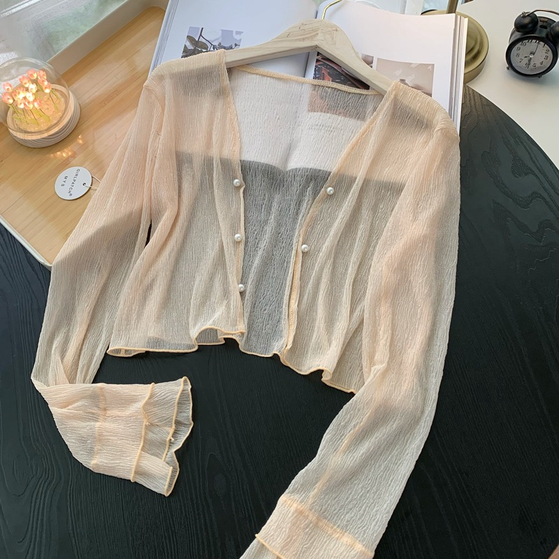เสื้อคาร์ดิแกนไหมพรมถักบางเบาส - Crop Cardigan Vintage บทวิจารณ์และราคา