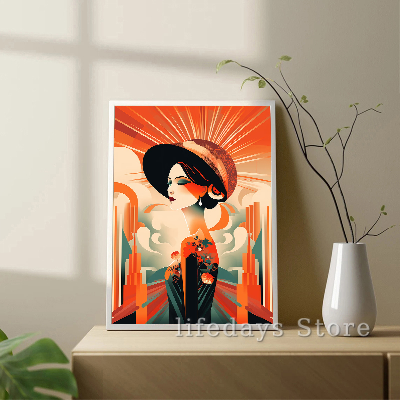 Vintage Art Deco ผู้หญิงภาพโปส - Vintage Fashion Prints For Wall บทวิจารณ์และราคา