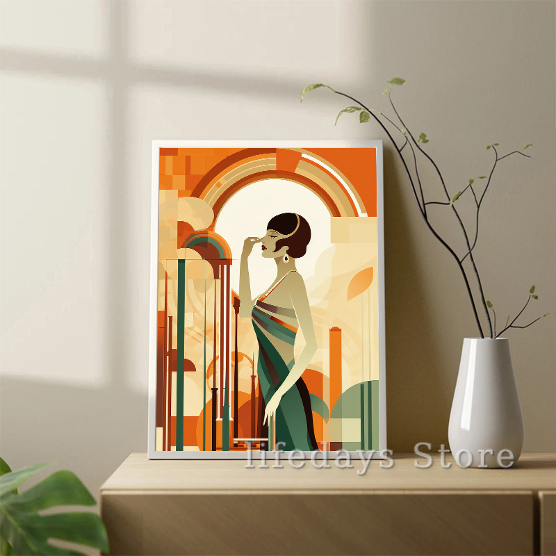 Vintage Art Deco ผู้หญิงภาพโปส - Vintage Fashion Prints For Wall บทวิจารณ์และราคา