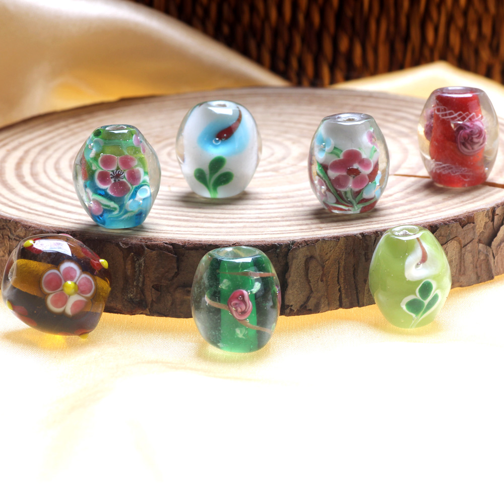 ลูกปัดแก้วทรงรีทำมือขนาด 20 มม - Vintage Fashion Jewelry Necklaces บทวิจารณ์และราคา