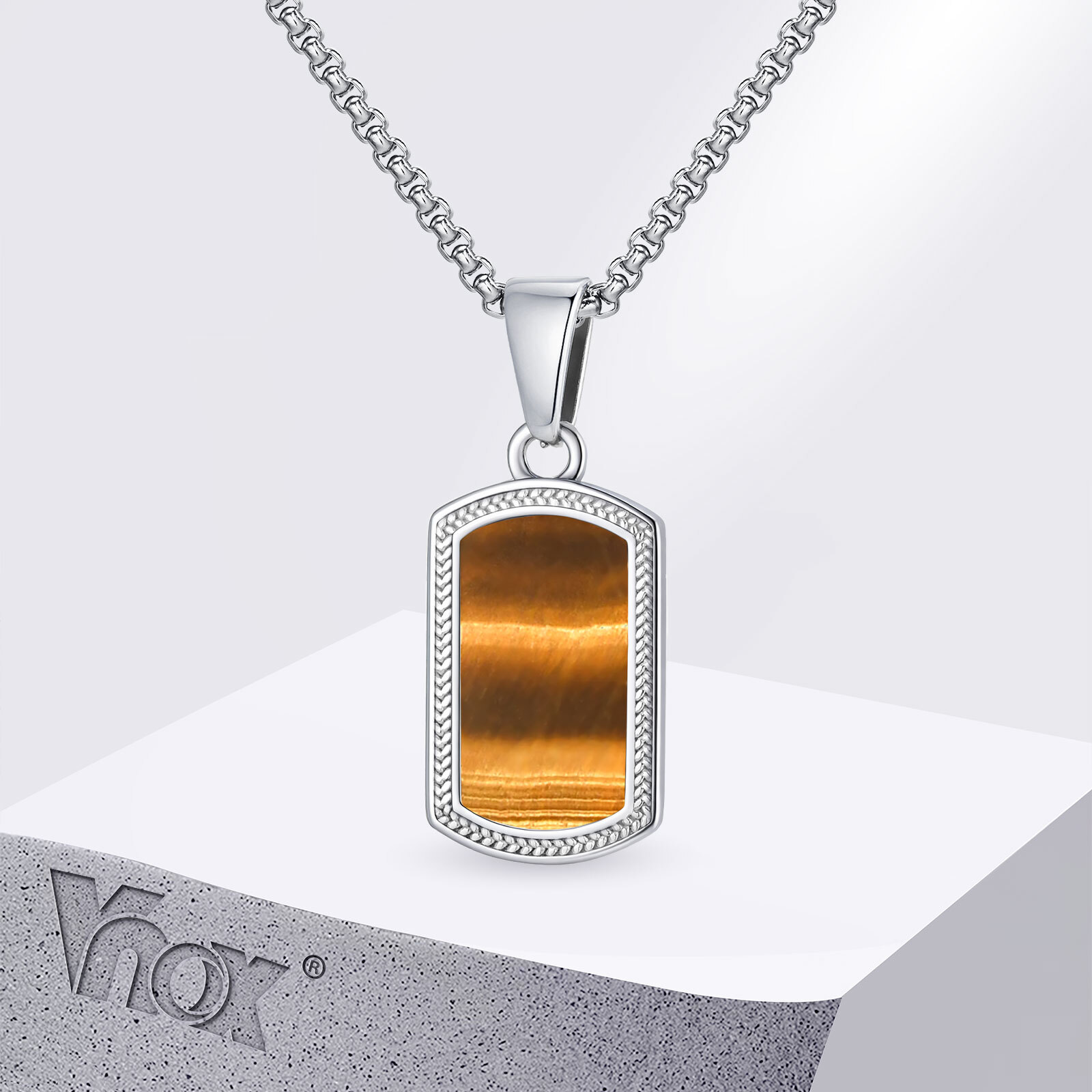 สร้อยคอจี้หินตาเสือสแตนเลส Vno - Vintage Fashion Labels บทวิจารณ์และราคา